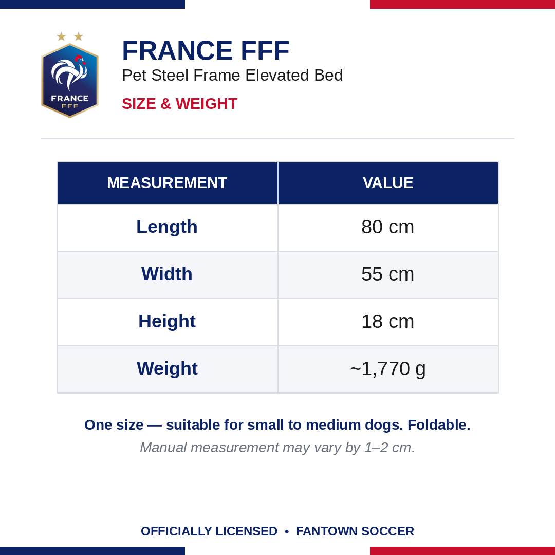 France FFF Pet Steel Frame Elevated Bed