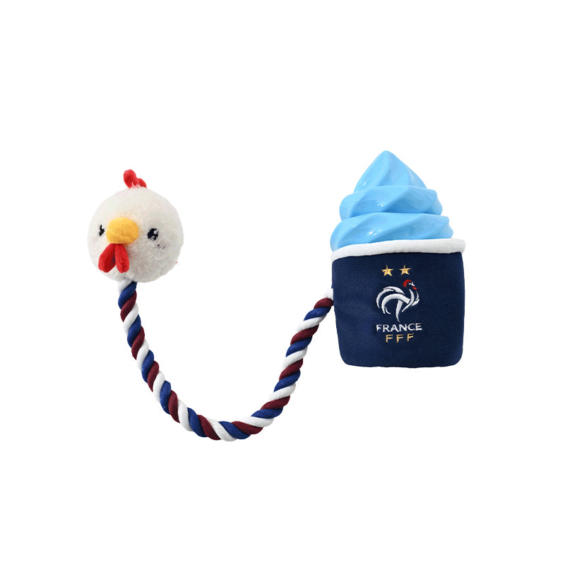 France FFF Pet Gallic Rooster Ice Cream Rope Toy