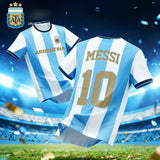 Argentina AFA Messi #10 Gold Stripe T-Shirt
