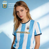Argentina AFA Messi #10 Gold Stripe T-Shirt