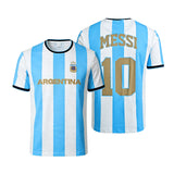 Argentina AFA Messi #10 Gold Stripe T-Shirt