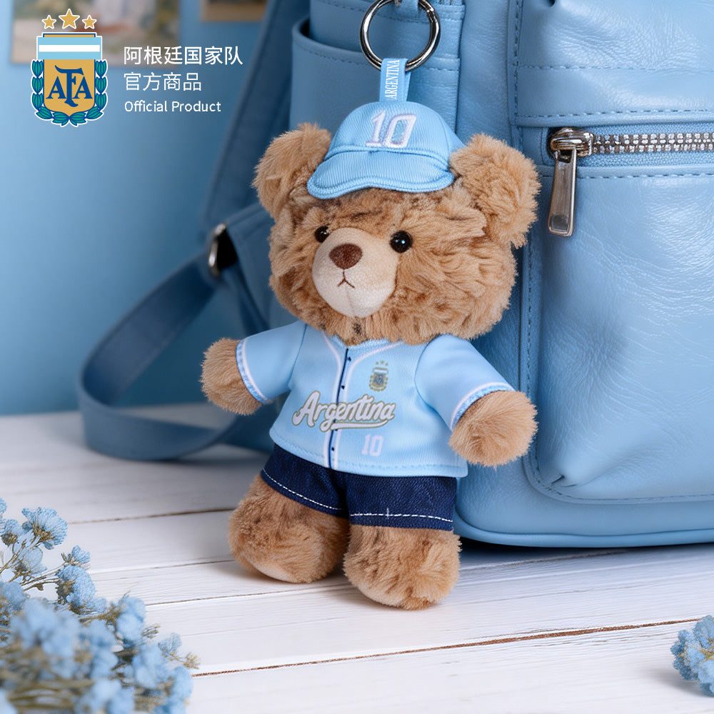 Argentina AFA Messi #10 Plush Teddy Bear Keychain