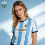 Argentina AFA Messi #10 Gold Stripe T-Shirt
