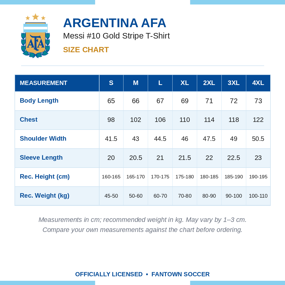Argentina AFA Messi #10 Gold Stripe T-Shirt
